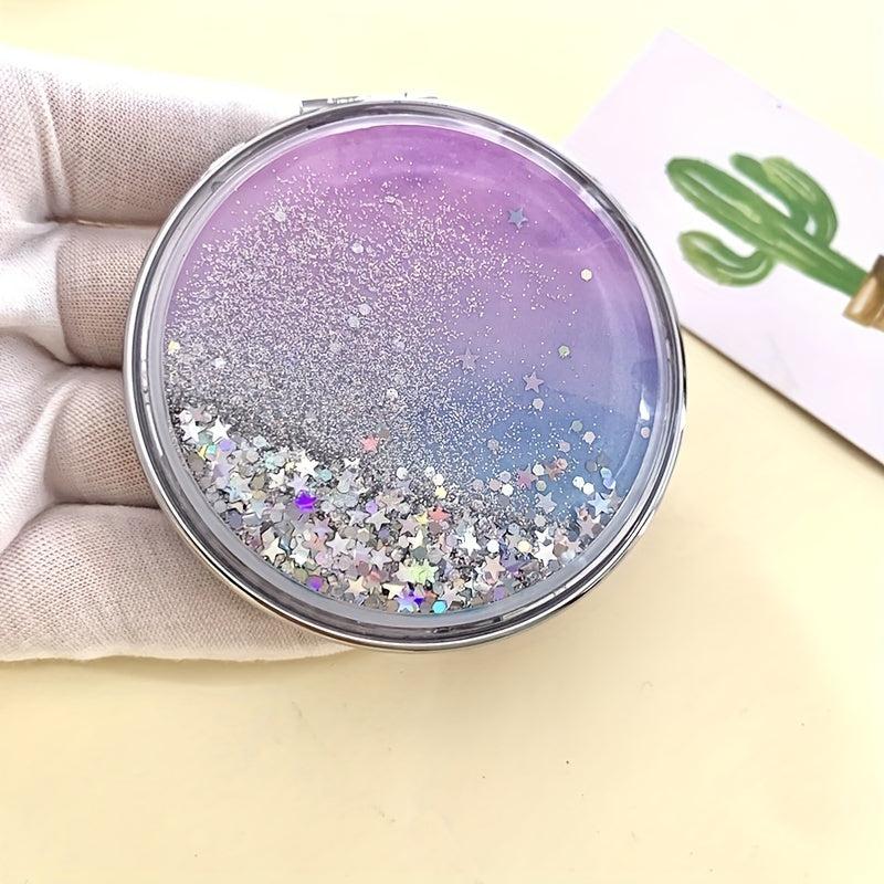 Quicksand Small Mirror Cartoon Double sided Portable Carry on Makeup Mirror