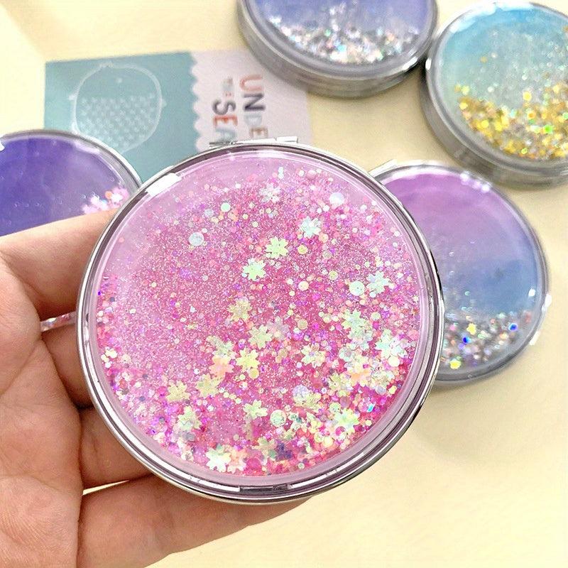 Quicksand Small Mirror Cartoon Double sided Portable Carry on Makeup Mirror