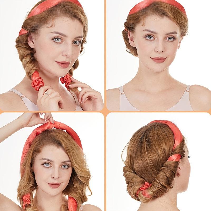 Heatless Curling Rod Headband DIY No Heat Curl Ribbon With Hair Clips