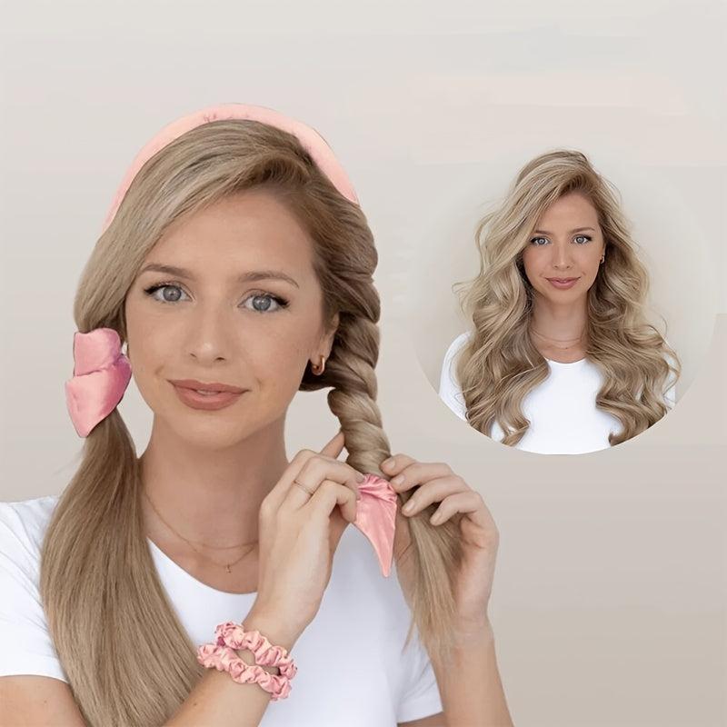 Heatless Curling Rod Headband DIY No Heat Curl Ribbon With Hair Clips