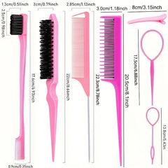 10pcs Hair Styling Comb Set Teasing Hair Brush Rat Tail Comb Edge Hair Brush