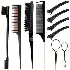 10pcs Hair Styling Comb Set Teasing Hair Brush Rat Tail Comb Edge Hair Brush