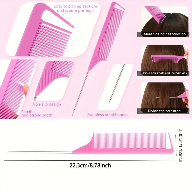 10pcs Hair Styling Comb Set Teasing Hair Brush Rat Tail Comb Edge Hair Brush