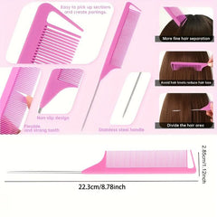 10pcs Hair Styling Comb Set Teasing Hair Brush Rat Tail Comb Edge Hair Brush