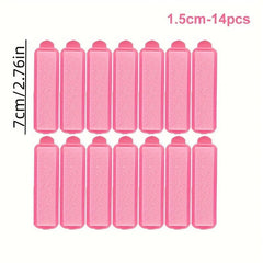 14pcs Pink Sponge Curlers for Comfortable Hair Curling and Styling