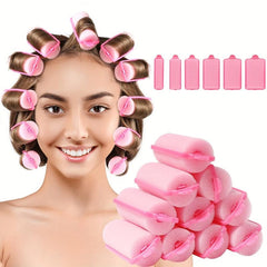 14pcs Pink Sponge Curlers for Comfortable Hair Curling and Styling