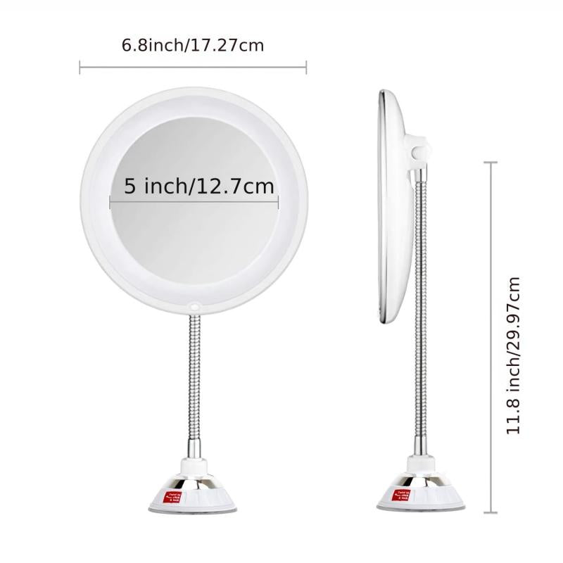 360u00b0 Rotation LED 10X Makeup Mirror with Suction Cup