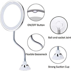 360u00b0 Rotation LED 10X Makeup Mirror with Suction Cup