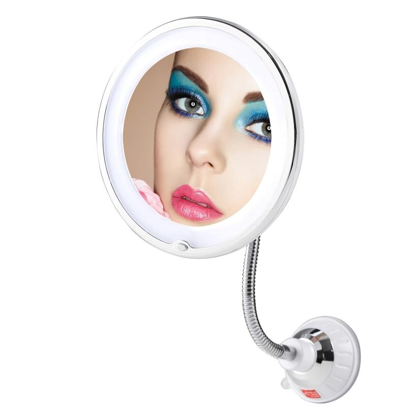 360u00b0 Rotation LED 10X Makeup Mirror with Suction Cup