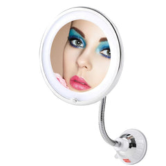 360u00b0 Rotation LED 10X Makeup Mirror with Suction Cup