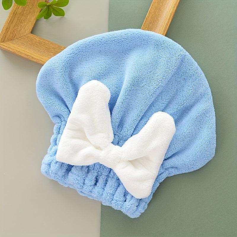 Large Bowknot Decor Dry Hair Towel Soft Water Absorbent Quick Drying