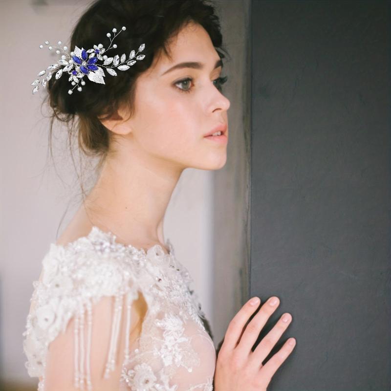 Rhinestone Flower Hair Comb for Women Girls