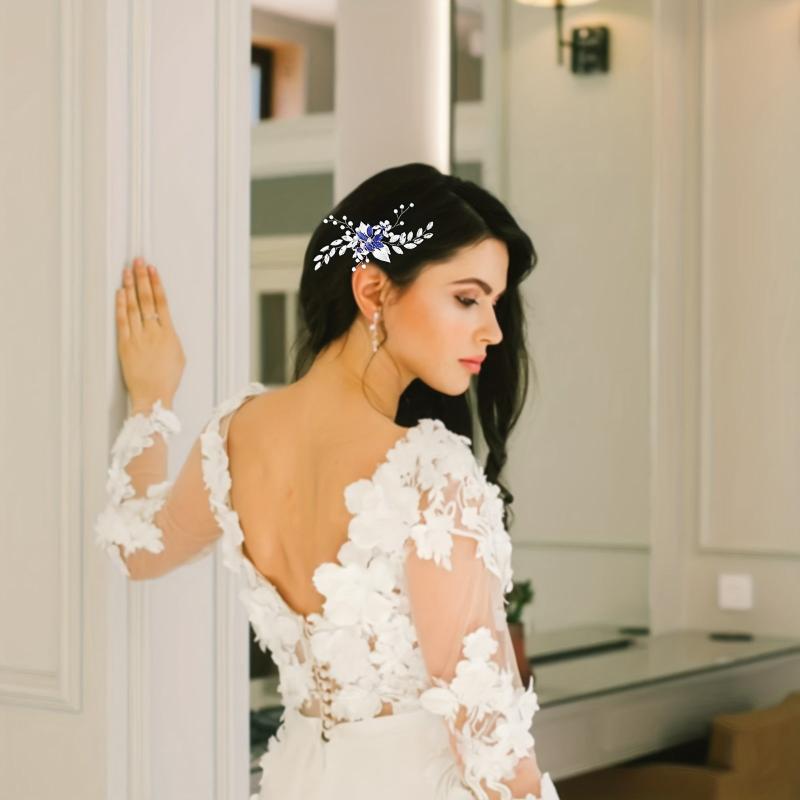 Rhinestone Flower Hair Comb for Women Girls