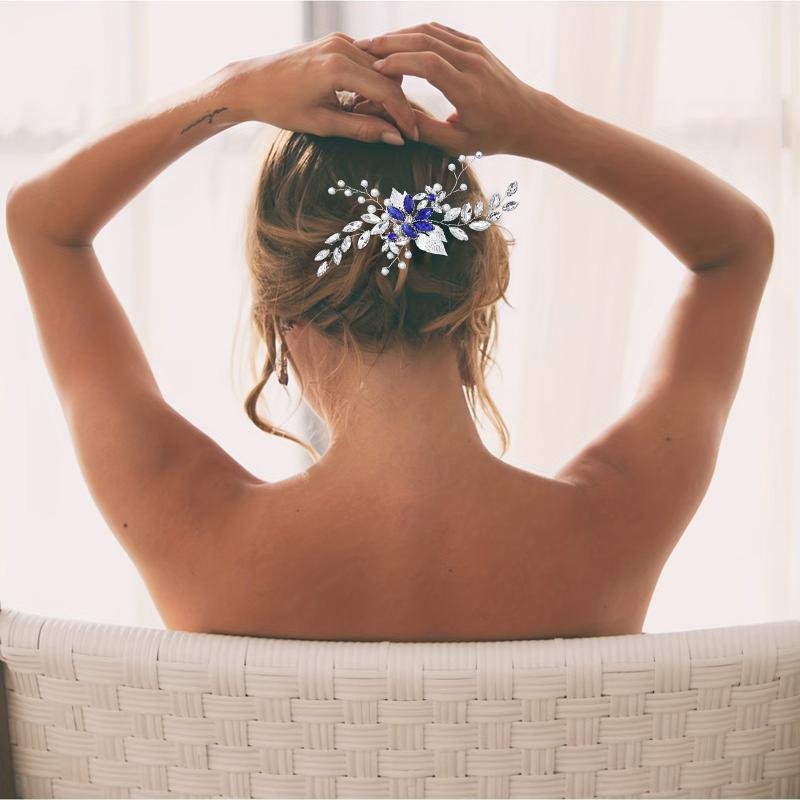 Rhinestone Flower Hair Comb for Women Girls