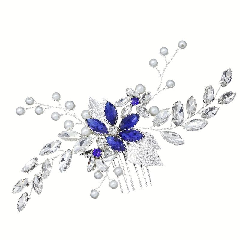 Rhinestone Flower Hair Comb for Women Girls