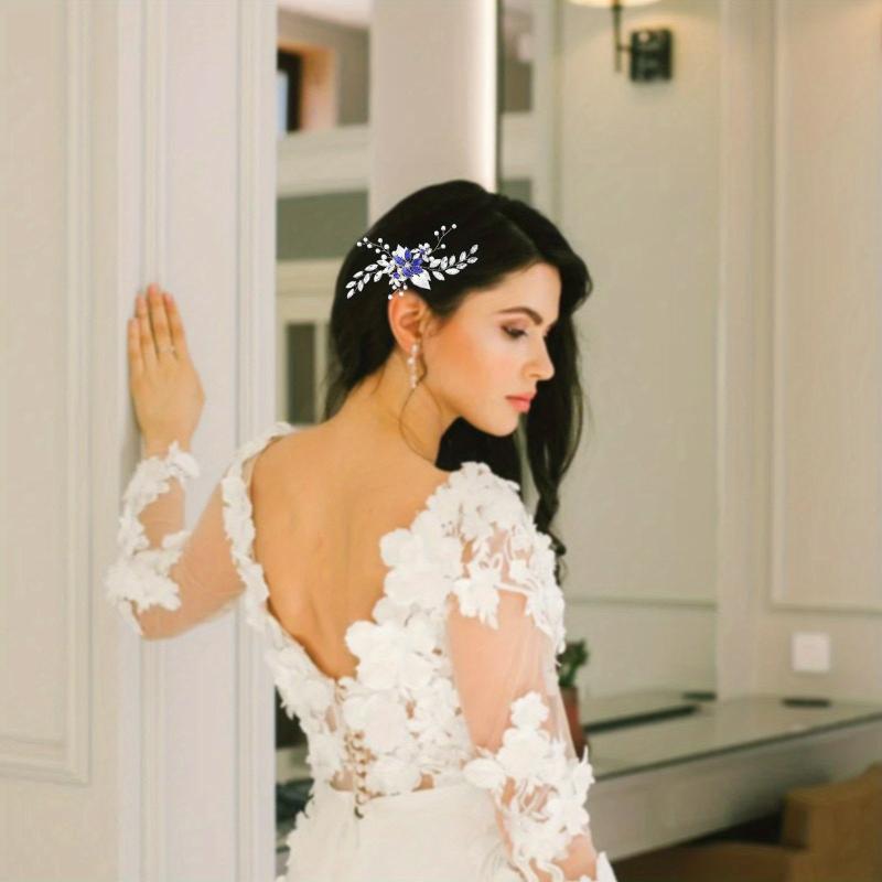 Rhinestone Flower Hair Comb for Women Girls