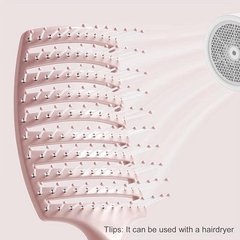 Wide Vent Wet & Dry Detangler Hairbrush Curved Hollow Out Hair Comb