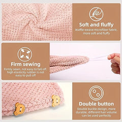 Microfiber Hair Towel Hair Wraps Fast Drying Hair Turban Anti Frizz Head Towels
