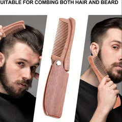 Portable Folding Wooden Comb For Men's Hair Beard And Mustache