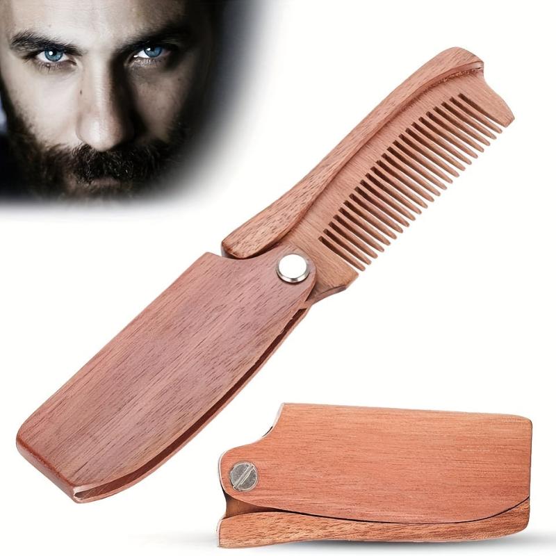Portable Folding Wooden Comb For Men's Hair Beard And Mustache