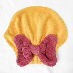 Microfiber Dry Hair Towel Bandana Bow Decor Shower Cap Water Absorbent