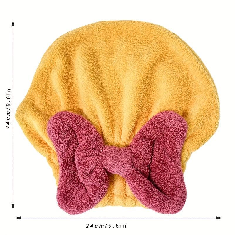 Microfiber Dry Hair Towel Bandana Bow Decor Shower Cap Water Absorbent