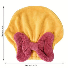 Microfiber Dry Hair Towel Bandana Bow Decor Shower Cap Water Absorbent