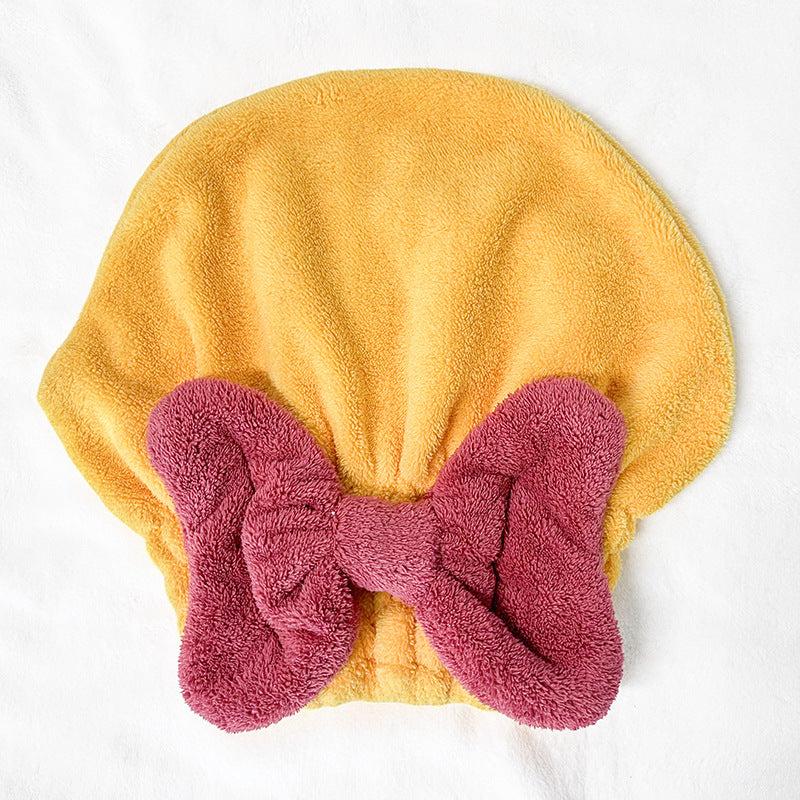 Microfiber Dry Hair Towel Bandana Bow Decor Shower Cap Water Absorbent