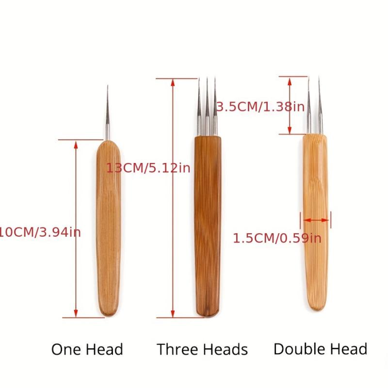 Bamboo Crochet Needles for Dreadlocks Braids 0.5mm 0.75mm 1.0mm