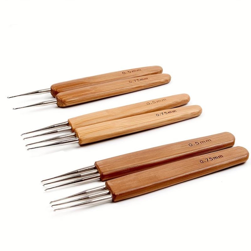 Bamboo Crochet Needles for Dreadlocks Braids 0.5mm 0.75mm 1.0mm