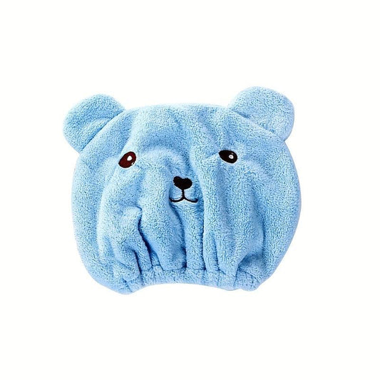 Bear Hair Dry Towel Cap Soft Microfiber Fast Drying Hair Wrap Bath Spa Head Cap