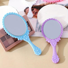 Antique Flower Handheld Mirror for Girls Travel Makeup Beauty