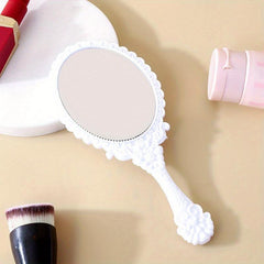 Antique Flower Handheld Mirror for Girls Travel Makeup Beauty