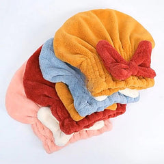 Bowknot Decor Hair Drying Cap Microfiber Towel