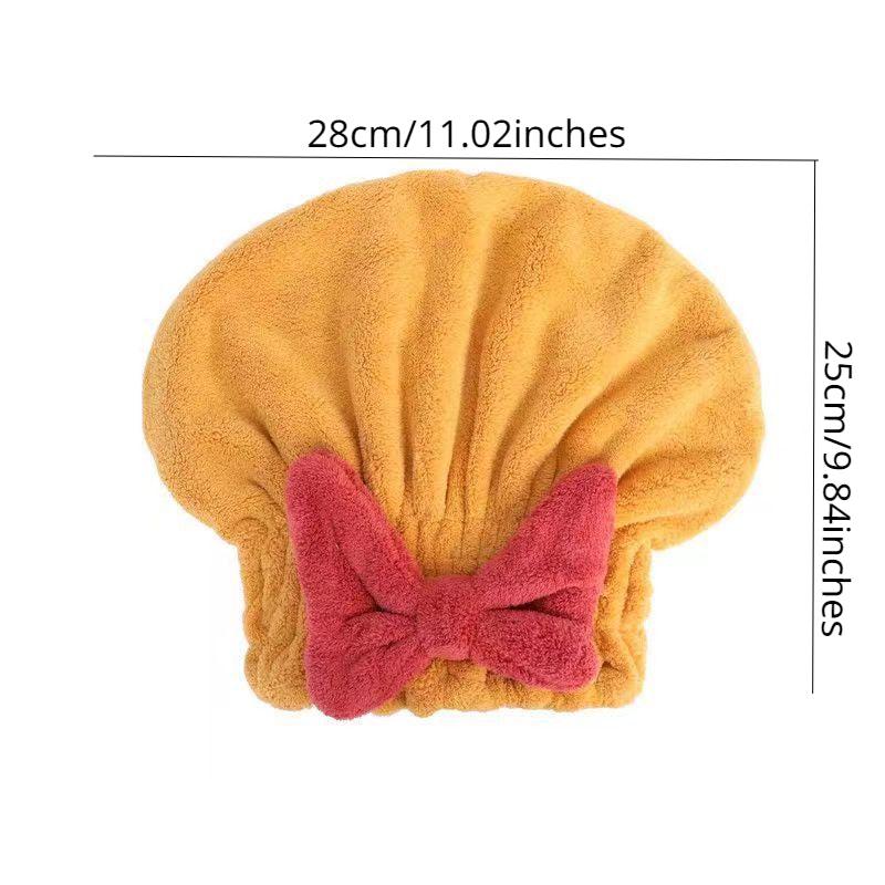 Bowknot Decor Hair Drying Cap Microfiber Towel