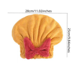 Bowknot Decor Hair Drying Cap Microfiber Towel