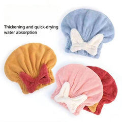 Bowknot Decor Hair Drying Cap Microfiber Towel