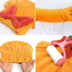 Bowknot Decor Hair Drying Cap Microfiber Towel