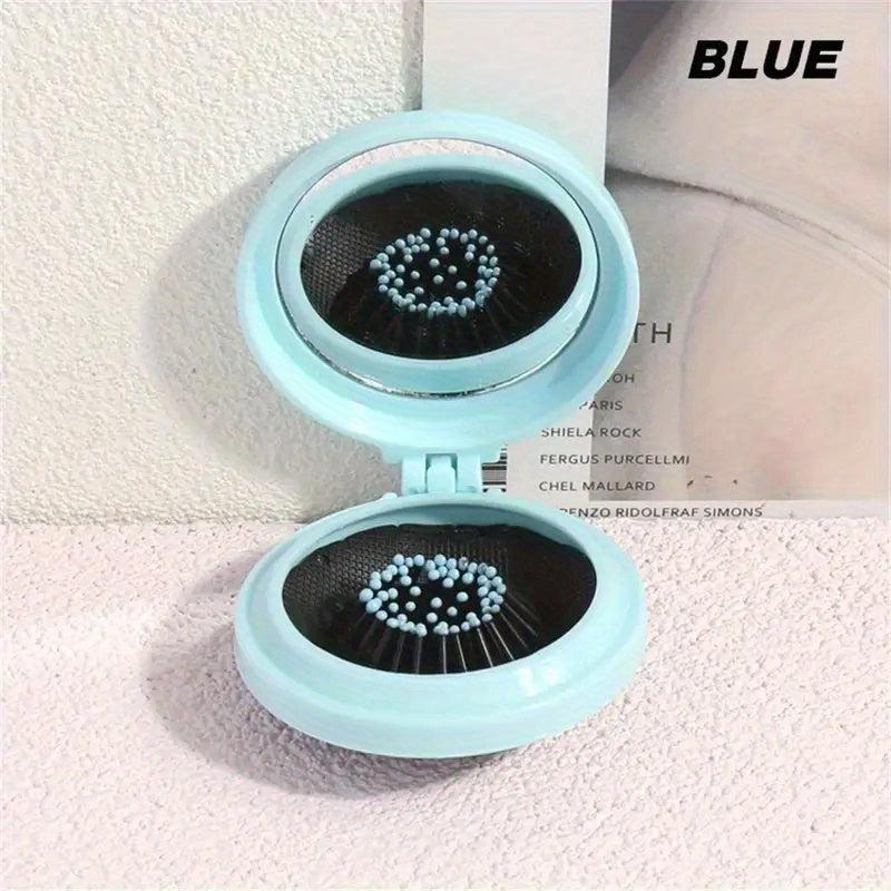 Circular Travel Comb With Mirror Foldable Mini Comb With Makeup Mirror