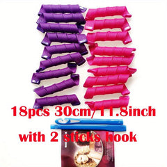 18/30pcs Magic Hair Curlers Heatless Spiral Rollers with Hooks