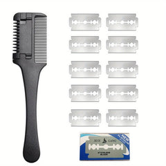 Hair Cutter Comb Hair Thinner Razor Comb With 10 Replacement Razors