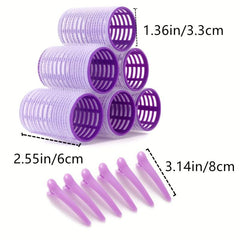24pcs Jumbo Hair Curlers Set Self Grip Rollers With Clips for All Hair Types
