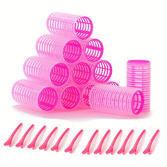 24pcs Jumbo Hair Curlers Set Self Grip Rollers With Clips for All Hair Types