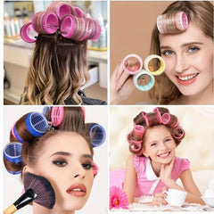 24pcs Jumbo Hair Curlers Set Self Grip Rollers With Clips for All Hair Types