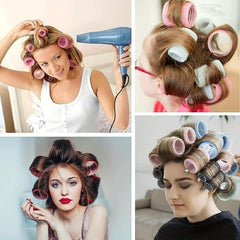 24pcs Jumbo Hair Curlers Set Self Grip Rollers With Clips for All Hair Types