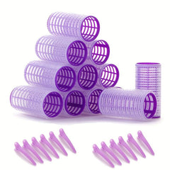 24pcs Jumbo Hair Curlers Set Self Grip Rollers With Clips for All Hair Types