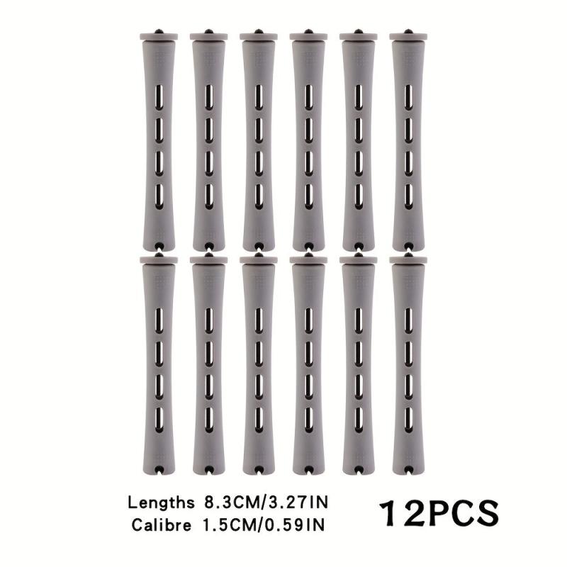 12pcs Grey Hair Perm Rods Set Hair Rollers Cold Rods Perming Rods DIY