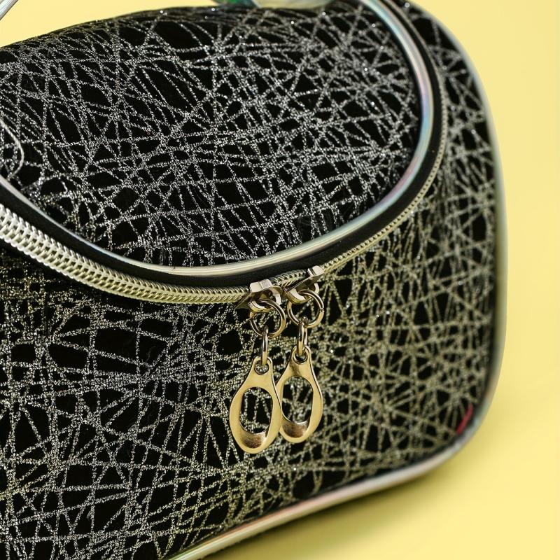 Portable Bucket Shape Makeup Case Double Zipper Large Capacity Organizer