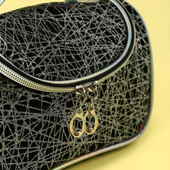 Portable Bucket Shape Makeup Case Double Zipper Large Capacity Organizer