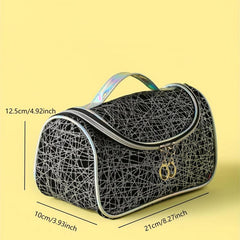 Portable Bucket Shape Makeup Case Double Zipper Large Capacity Organizer